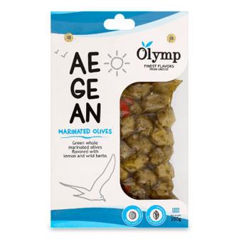 Оливки Olymp зелені з перцем, лимоном і травами с/к 250г (250г)