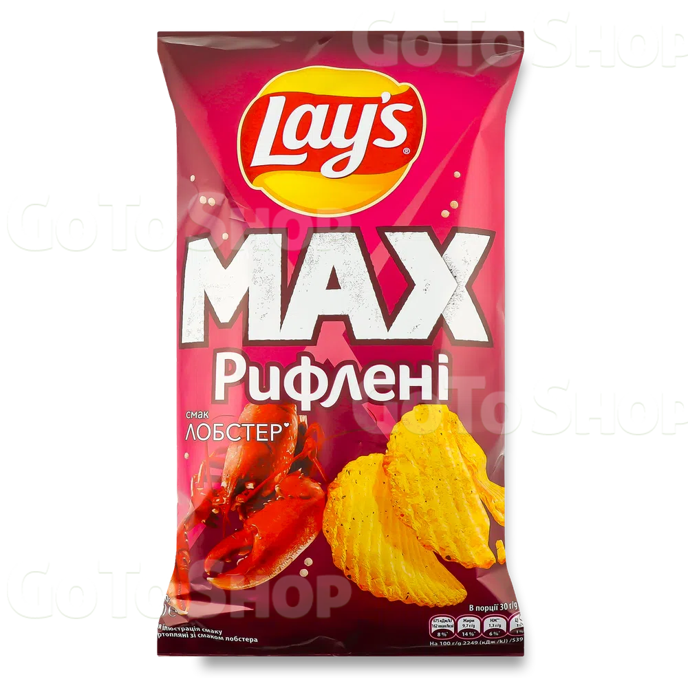 Чипси Lay&#039;s картопляні рифлені зі смаком лобстера