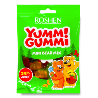 Цукерки Roshen Yummi Gummi Mini Bear Mix желейні