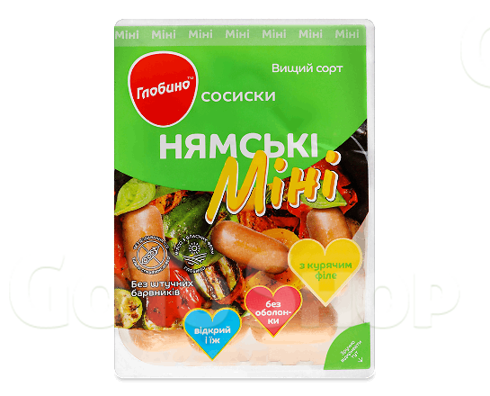 Сосиски «Глобино» «Нямські» з курячим філе міні б/о в/ґ, 350г