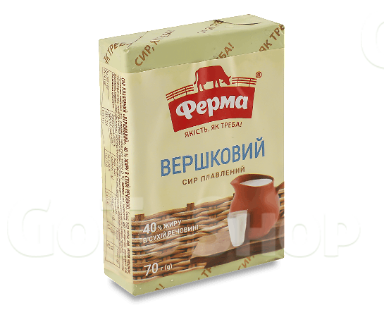 Сир плавлений Ферма Вершковий 40%, брикет, 70г