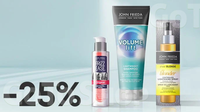 -25% на професійні засоби для догляду за волоссям  John Frieda
