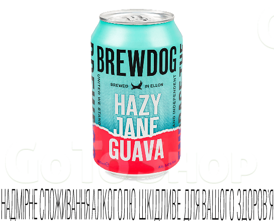 Пиво BrewDog Hazy Jane Guava світле з/б, 0,33л