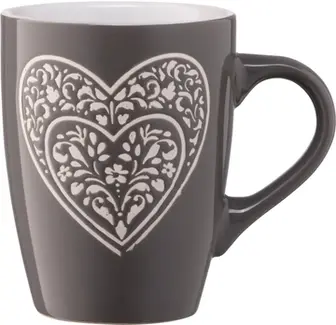 Чашка керамічна Ardesto Heart 330 мл темно-сіра AR3467DGR