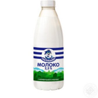 Молоко Простонаше 2.5% 870г пастеризоване пл/б