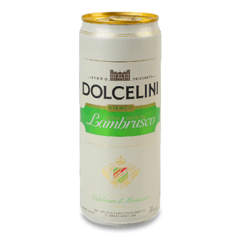 Сидр Dolcelini Con Gusto Lambrusko Bianco солодкий з/б 330мл (0,33л)