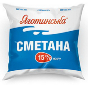 Сметана Яготинська 15% п/е 350г