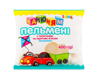 Пельмені Laska «Ма-ню-ням» з м'ясом курки та телятиною, 400г