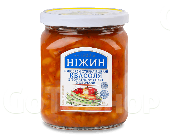 Квасоля «Ніжин» у томатному соусі з овочами, 450г