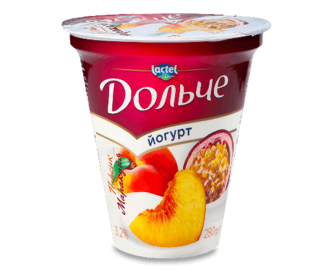 Йогурт «Дольче» з наповнювачем персик-маракуя 3,2% 280г