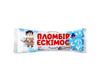 Морозиво «Рудь» «Ескімос» пломбір в шоколаді ескімо 80г
