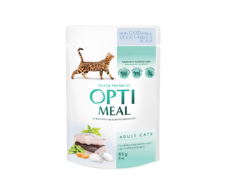 Корм для котів Optimeal з тріскою та овочами в желе 85г