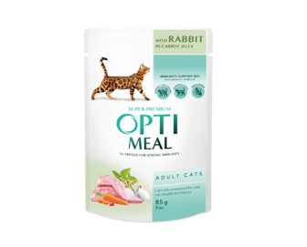 Корм для дорослих котів Optimeal кролик у морквяному желе 85г