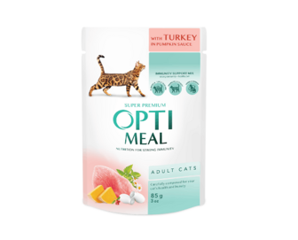 Корм для дорослих котів Optimeal індичка у гарбузовому соусі 85г