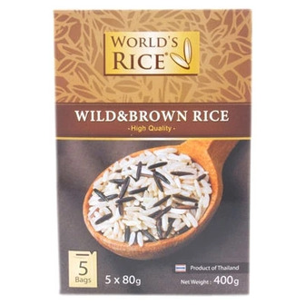 Суміш рису World's Rice Дикий+Натуральний, 5 шт., 400 г