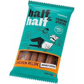 Ласощі для собак Half&Half у формі м'ясних паличок з куркою, 100 г