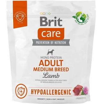 Сухий корм для собак 1 кг. Brit Care Dog Hypoallergenic Adult Medium Breed гіпоалергенний з ягням (8595602559039)