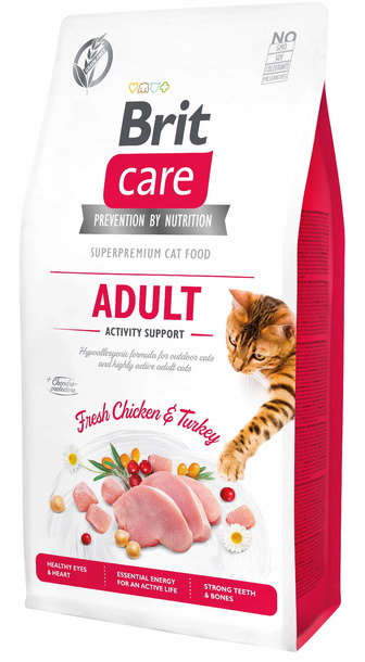 Сухий корм для активних котів 7 кг. Brit Care з куркою та індичкою