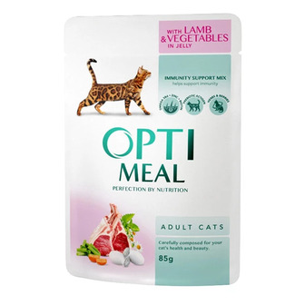 Корм для котів 85 г. Optimeal З ягням і овочами в желе