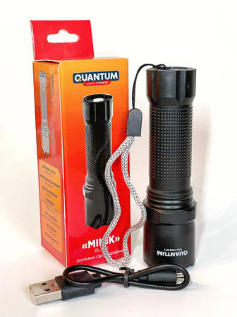 Ліхтарик ручний Quantum QM-FL1040 Minik black 3W LED з USB