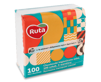 Хустинки носові Ruta Mini Tissues без аромату 3-шарові, 100шт