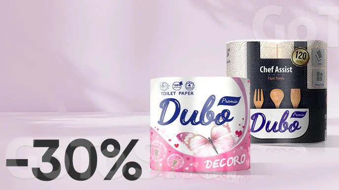 -30% на туалетний папір Decoro та паперові рушники Диво Premio