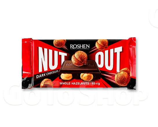 Шоколад чорний Roshen Nut Out Whole Hazelnuts 90г