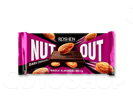 Шоколад чорний Roshen Nut Out Whole Almonds 90г