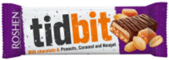Шоколад Roshen Tidbit з нугою та карамеллю з арахісом 50г