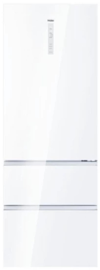 Холодильник Haier HTW7720DNGW багатодверний 200.6x70х67.5, холод.відд.-343л, мороз.відд.-140л, 3дв., А++, NF, інв., дисплей, зона нульова, білий (скло)