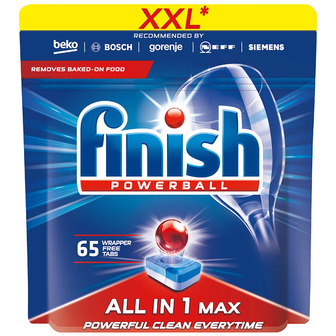 Таблетки для посудомийних машин Finish All In One Max, 65 шт.