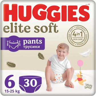 Трусики-підгузки Huggies Elite Soft Pants 6 (15-25 кг), 30 шт.