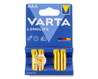 Батарейка Varta Longlife AAA, 4шт/уп