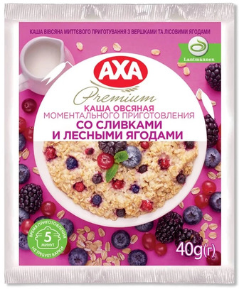 Каша вівсяна AXA з вершками та лісовими ягодами, 40 г
