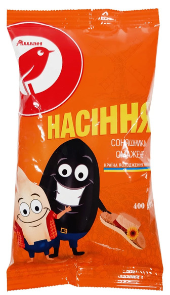 Насіння соняшника Auchan смажене 400 г