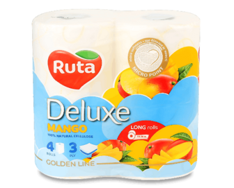Папір туалетний Ruta Pure White Deluxe білий манго 3-шаровий