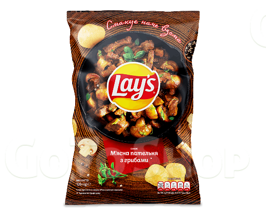 Чипси Lay&#039;s смак м&#039;ясна пательня з грибами 120г