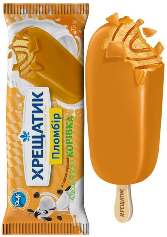 Мороженое Коровка пломбир со вкусом карамели Крещатик, 75 г