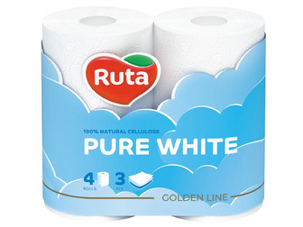 Туалетний папір Ruta Pure White Premium тришаровий, 4 шт.