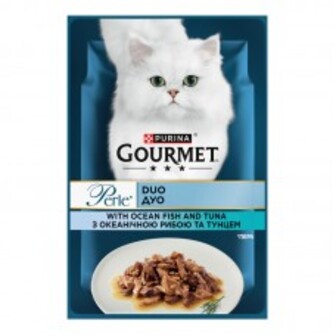 КОРМ ДЛЯ КОТІВ PERLE DUO ОКЕА РИБА/ТУНЕЦЬ 85Г GOURMET