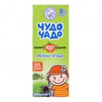 СIК ЯБЛУКО ЧОРНИЦЯ ГОРОБИНА НЕОСВІТЛЕНИЙ ЯБЛУКО/ЯГОДИ 0.2Л ЧУДО-ЧАДО