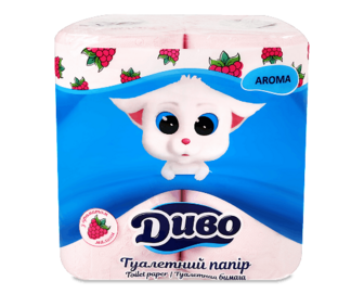 Папір туалетний «Диво» Aroma малина 2-шаровий (4шт)