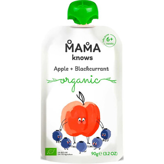 Органічне фруктове пюре Mama knows Organic Apple and Black Currant, 90 г