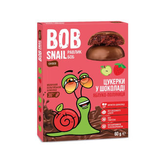 Цукерки Snail Bob яблучно-полуничні в бельгійському молочному шоколаді, 60 г