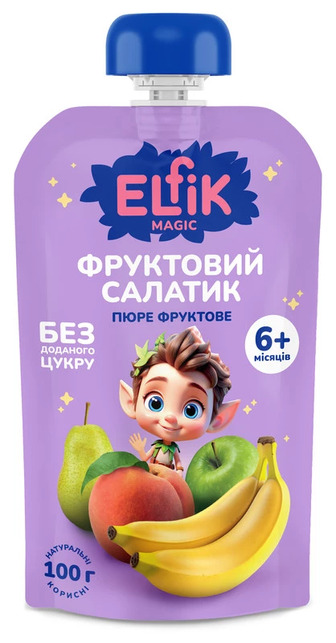 Пюре фруктове Elfik Magic Фруктовий салатик для дітей від 6 місяців, 100 г