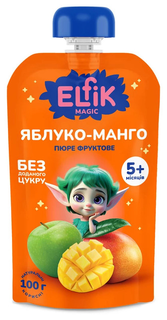 Пюре фруктове Elfik Magic Яблуко-манго для дітей від 5 місяців, 100 г