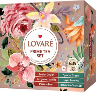 Чай Lovare Prime Tea Set 90 пакетів, асорті (6 видів по 15 шт.)