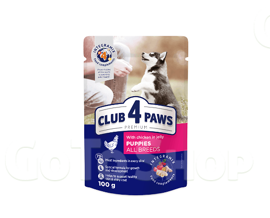 Корм для цуценят Club 4 Paws з куркою в желе 100г