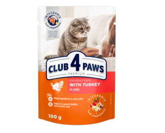 Корм для котів Club 4 Paws Premium індичка в желе 100г