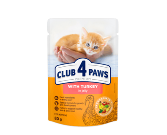 Корм для кошенят Club 4 Paws Premium з індичкою в желе 80г